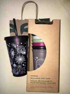 STARBUCKS Halloween 2019 Matte Skeleton Tumbler and 6 Hot Cup Set NEW - Sold on eBay Oct, 17th 2019 for $60.95