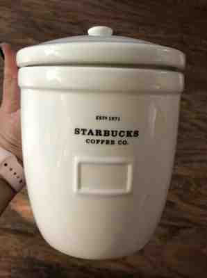 Starbucks 2002 Abbey Barista Coffee Canister Cookie Jar White Ceramic - Sold on eBay Oct, 17th 2019 for $25.49