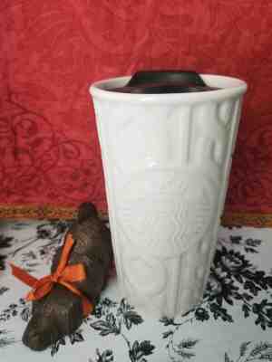Starbucks 2016 Holiday Travel Tumbler Mug Ceramic White Cable Knit Sweater 10 oz - Sold on eBay Oct, 17th 2019 for $26.00