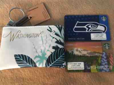 WASHINGTON STATE STARBUCKS KEYCHAIN COIN PURSE & WASHINGTON, SEAHAWKS GIFT CARDS - Sold on eBay Oct, 17th 2019 for $19.99