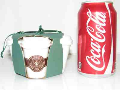 NEW  STARBUCKS  COFFEE CUP CERAMIC  4 PACK WHITE HOLIDAY CHRISTMAS TREE ORNAMENT - Sold on eBay Oct, 17th 2019 for $27.95