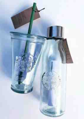 Starbucks Recycled Glass Tumbler & Water Bottle Set - Made in Spain  - Sold on eBay Oct, 17th 2019 for $67.50