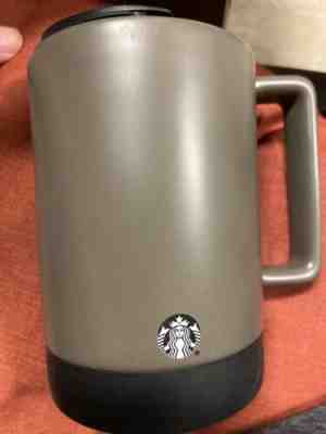Starbucks 2018 Taupe Brown Rubber Bottom Ceramic Travel Coffee Mug w/ Lid 14 Oz. - Sold on eBay Oct, 16th 2019 for $24.99