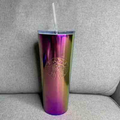 New Starbucks 2019 Summer Rainbow Iridescent Metallic Stainless Tumbler Cup 24oz - Sold on eBay Oct, 16th 2019 for $31.98
