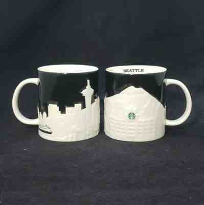 2 Starbucks 2012 Seattle Skyline Relief Collector Series 16oz Coffee Tea Mug Cup - Sold on eBay Oct, 16th 2019 for $59.95
