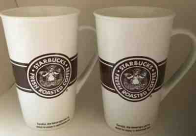 2 Starbucks Cup 16 Oz Mug Coffee Tea Spices Mermaid Siren 2008 Brown White Tall - Sold on eBay Oct, 16th 2019 for $30.00