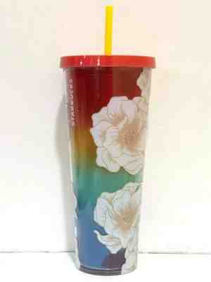 STARBUCKS Rainbow Flower Tumbler 24 OZ NEW SALE - Sold on eBay Oct, 16th 2019 for $27.45