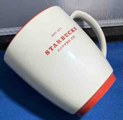  VHTF Type Starbucks ABBEY Coffee Mug Cup 16 Oz WHITE RED RIM Est 1971 2008 - Sold on eBay Oct, 16th 2019 for $16.99