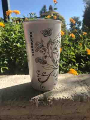 Starbucks Rare Garden Flower Ceramic Travel Tumbler Coffee Mug Cup 2014 **No Lid - Sold on eBay Oct, 16th 2019 for $15.50