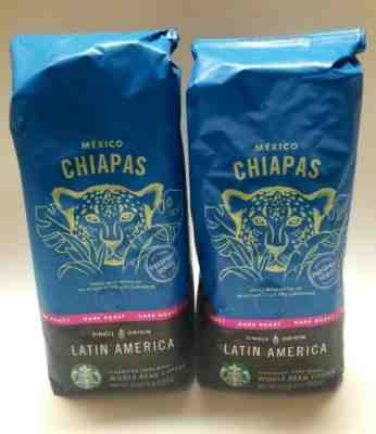 2x 1LB Bags Starbucks Whole Bean Coffee Latin America Mexico Chiapas Dark Roast! - Sold on eBay Oct, 16th 2019 for $29.99