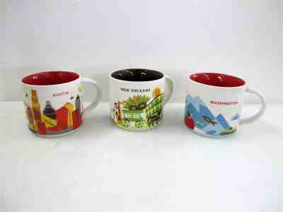 Lot of 3 Starbucks Coffee "You are Here" Mugs Austin Washington New Orleans - Sold on eBay Oct, 16th 2019 for $15.53