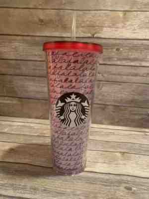 STARBUCKS Fa La La Tumbler Cold Cup 24 OZ Venti Travel Drink FALALA Holiday - Sold on eBay Oct, 16th 2019 for $17.00