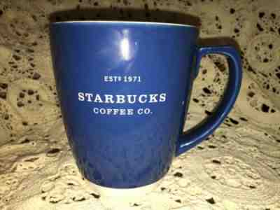 Starbucks 2007 Est 1971 Abbey Logo Coffee Cup Large Mug Blue & White 18 oz - Sold on eBay Oct, 16th 2019 for $19.49