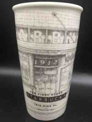 First Starbucks Pike Place Limited Ceramic Tumbler Traveler Sketch 12oz - Sold on eBay Oct, 16th 2019 for $24.99