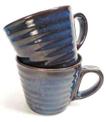 3 STARBUCKS DARK BLUE RIBBED COFFEE MUGS (2008)  12 OZ - Sold on eBay Oct, 16th 2019 for $39.99