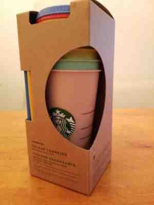 RARE Starbucks Reusable COLOR CHANGING Cold Cup Collection Pack 5 W/Lids Straws - Sold on eBay Oct, 16th 2019 for $62.00