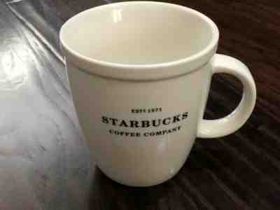  Starbucks Coffee Mug Cup 2007 Barista White 18 oz Black Graphics Est 1971 - Sold on eBay Oct, 16th 2019 for $15.50