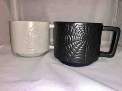 Starbucks Halloween ????Ceramic Mug Set of 2 Mugs Spiderweb Black Skull White ???????? - Sold on eBay Oct, 15th 2019 for $16.00