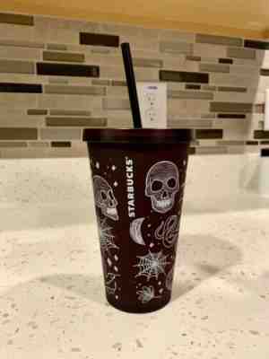 Rare 2019 Starbucks Halloween Skull Pumpkin Spider Tumbler 16oz Purplish Black - Sold on eBay Oct, 15th 2019 for $50.00