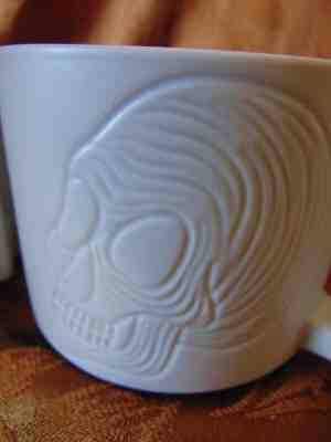 New 2019 STARBUCKS HALLOWEEN White with indented SKULL MUG - Sold on eBay Oct, 15th 2019 for $15.00
