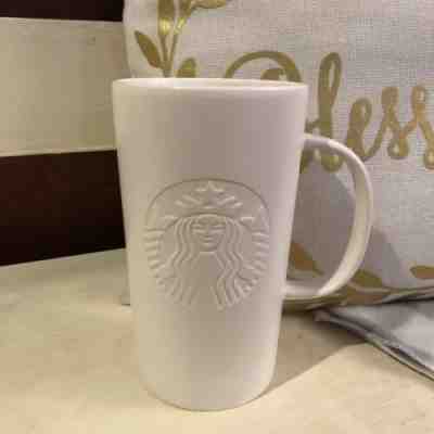 STARBUCKS 2015 EMBOSSED MERMAID Mug 16 oz- Matte White Grande Cup  - Sold on eBay Oct, 15th 2019 for $15.95