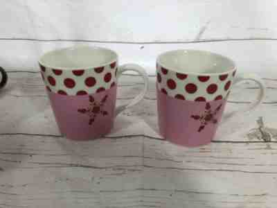 Lot Of 2 Holiday 2007 STARBUCKS MUG Pink/Red/White SNOWFLAKE & POLKA-DOTS - Sold on eBay Oct, 15th 2019 for $17.99