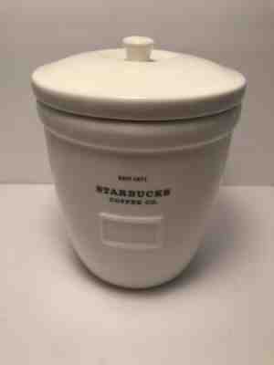 Starbucks White Ceramic Barista Coffee Canister Jar with Lid 2002   - Sold on eBay Oct, 15th 2019 for $18.50