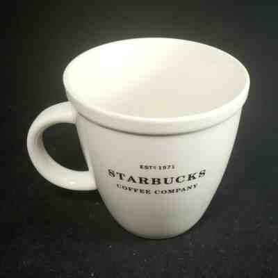 Starbucks Coffee Barista 2007 Abbey White Tea Cup Mug Black Lettering Estd 1971 - Sold on eBay Oct, 15th 2019 for $26.95