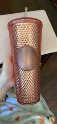 NEW Starbucks Venti Tumbler Summer 2019 IRIDESCENT JEWELED 24oz Rose Gold Pink - Sold on eBay Oct, 15th 2019 for $50.00