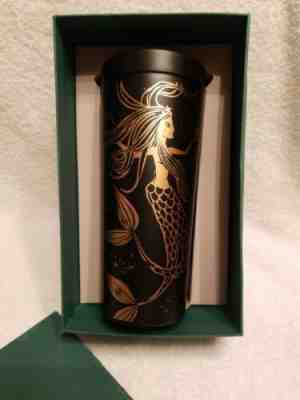 Starbucks 2016 Matte Black / Gold Siren Stainles Tumbler 16oz  NWT NIB  RARE!!! - Sold on eBay Oct, 15th 2019 for $59.00
