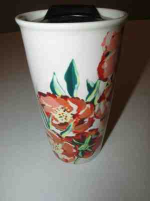 Starbucks Floral Ceramic Travel Mug Tumbler * Red/Pink * FREE SHIPPING!! - Sold on eBay Oct, 15th 2019 for $18.74