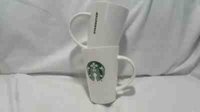 Set of (2) Starbucks Mermaid Logo Tall White Latte Coffee Mugs 12 oz each - Sold on eBay Oct, 15th 2019 for $24.99