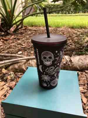 Starbucks Halloween 2019 Skull 16 Oz Tumbler Cup Purple/Black Spider collectable - Sold on eBay Oct, 15th 2019 for $30.00