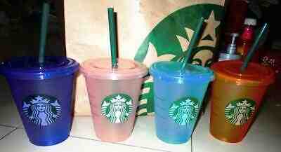 2019 SET OF 4 STARBUCKS GRANDE COLORED  REUSABLE COLD CUPS 16 oz lid Philippines - Sold on eBay Oct, 15th 2019 for $29.99