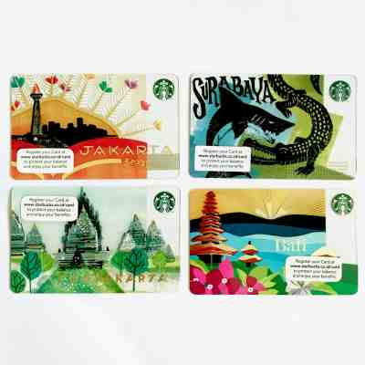 Starbucks Card Indonesia Complete City Jakarta Bali Yogyakarta Surabaya Lot of 4 - Sold on eBay Oct, 15th 2019 for $39.99