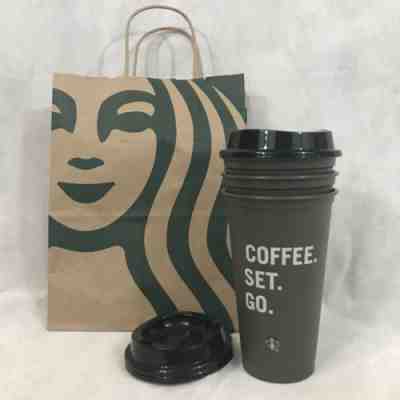 3 Starbucks Reusable Coffee Set Go Traveling Hot or Cold Tea Drink Cups 2019 - Sold on eBay Oct, 15th 2019 for $17.99