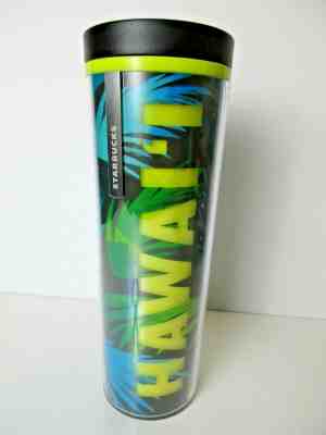 2016 Starbucks Hawaii Blue Green Palms 16oz Cold Cup Tumbler Hawai'i Yellow - Sold on eBay Oct, 14th 2019 for $23.00