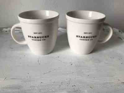 Starbucks Set of 2 WHITE BARISTA COFFEE CO Cups Mugs 2001 established 1971 18oz - Sold on eBay Oct, 14th 2019 for $25.00