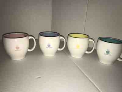 4 X STARBUCKS BARISTA 14 Oz White Teal  Blue Yellow Green Coffee Mug 2003 EUC - Sold on eBay Oct, 14th 2019 for $19.99