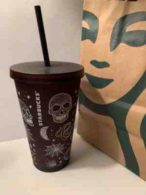 NEW Starbucks Halloween 2019 Skull 16 Oz Tumbler Cup Purple Black Matte - Sold on eBay Oct, 14th 2019 for $39.98