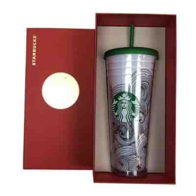 Starbucks 2014 Dot Collection Cold Cup Tumbler 24 fl oz - Ink Waves - Sold on eBay Oct, 14th 2019 for $17.99