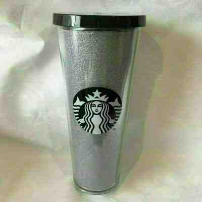 Starbucks Silver Glitter Holiday Venti Cold Cup Tumbler 24 Fluid Oz - Sold on eBay Oct, 14th 2019 for $24.35
