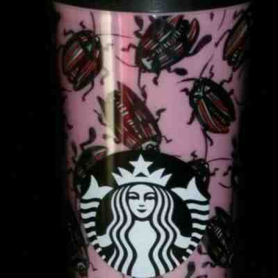 Starbucks 2017 Pink Beetles Bugs Plastic Cold Cup Tumbler Double Walled 24oz NWT - Sold on eBay Oct, 14th 2019 for $25.00
