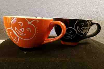 Starbucks Orange & Black Jack O'Lantern Pumpkin Halloween Mugs/Cups Set 2007 - Sold on eBay Oct, 14th 2019 for $17.99