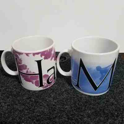2 Starbucks Mug 2001 Hawaii Purple Lei Maui Blue Surfing 20 oz Coffee Cup  - Sold on eBay Oct, 14th 2019 for $19.60