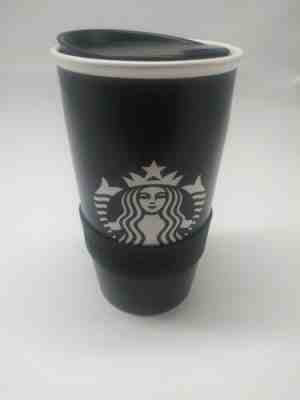 Starbucks 2016 12 oz Black Ceramic Travel Tumbler  white mermaid - Sold on eBay Oct, 14th 2019 for $16.99