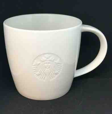 New! STARBUCKS White V Venti (20 oz) Vente Mug Embossed Siren 2010 Mermaid Logo - Sold on eBay Oct, 14th 2019 for $18.99