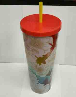NEW Starbucks Rainbow Floral Venti 24oz Cold Cup Tumbler Acrylic Traveler - Sold on eBay Oct, 14th 2019 for $34.90