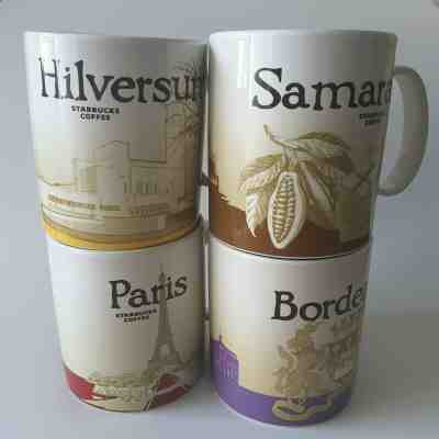 Set of 4 Original Starbucks City Mugs 16 oz PARIS, SAMARA, BORDEAUX, HILVERSUM - Sold on eBay Oct, 13th 2019 for $180.00