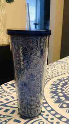 Starbucks 24oz Venti Acrylic Succulent Blue Flower Design Tumbler NEW NO RESERVE - Sold on eBay Oct, 13th 2019 for $26.00